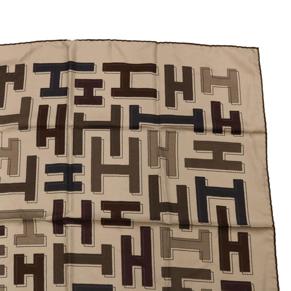 HERMES Scarf Silk 2Set Yellow Gray Auth ac1017 - Picture 13 of 16